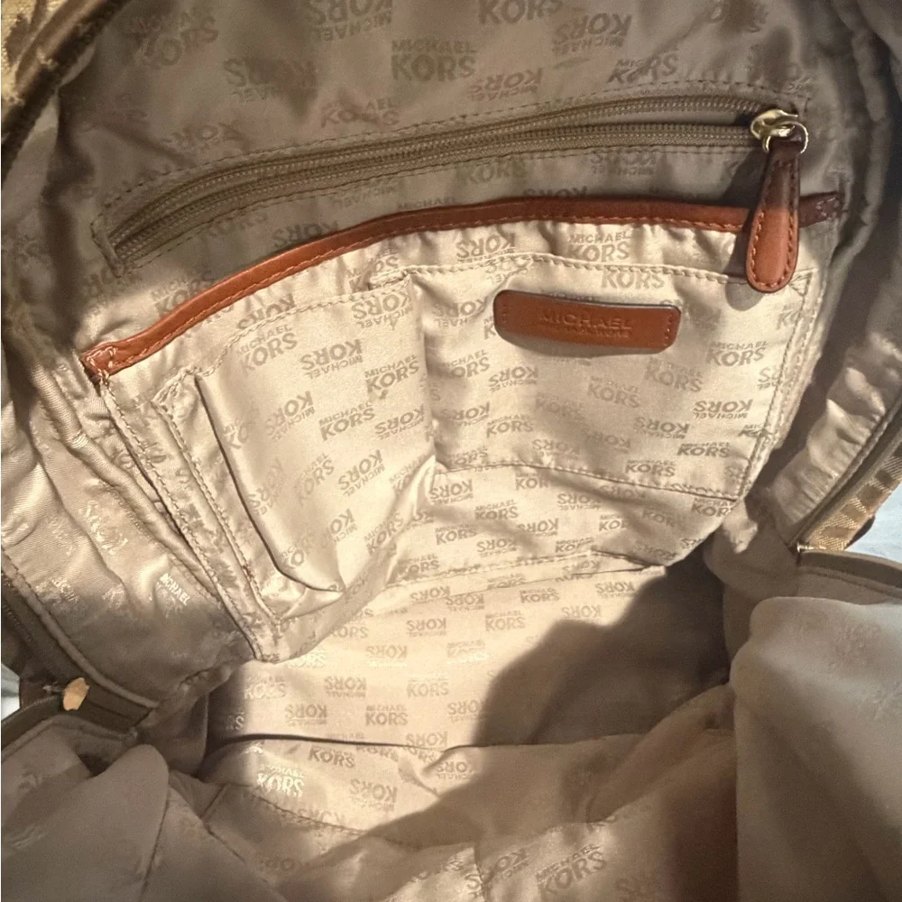 Michael Kors Brown Tan MK Logo Backpack - Picture 3 of 3